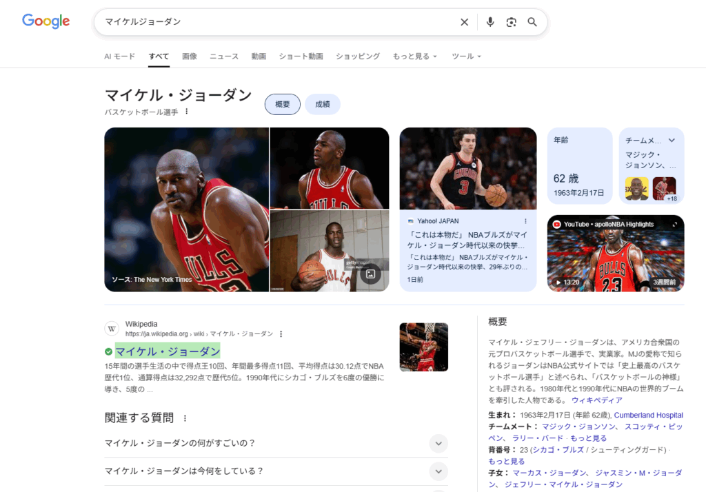 ナレッジパネルの例