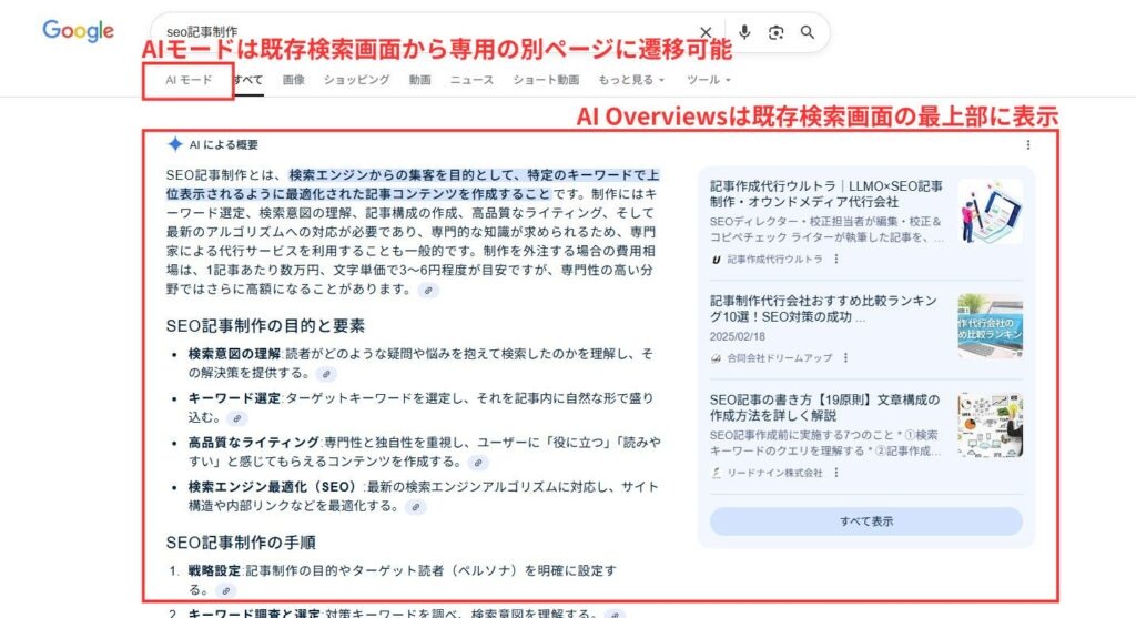 AI Overviesの表示例
