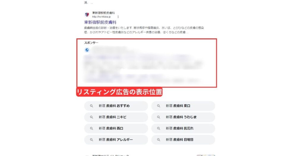 リスティング広告の表示位置