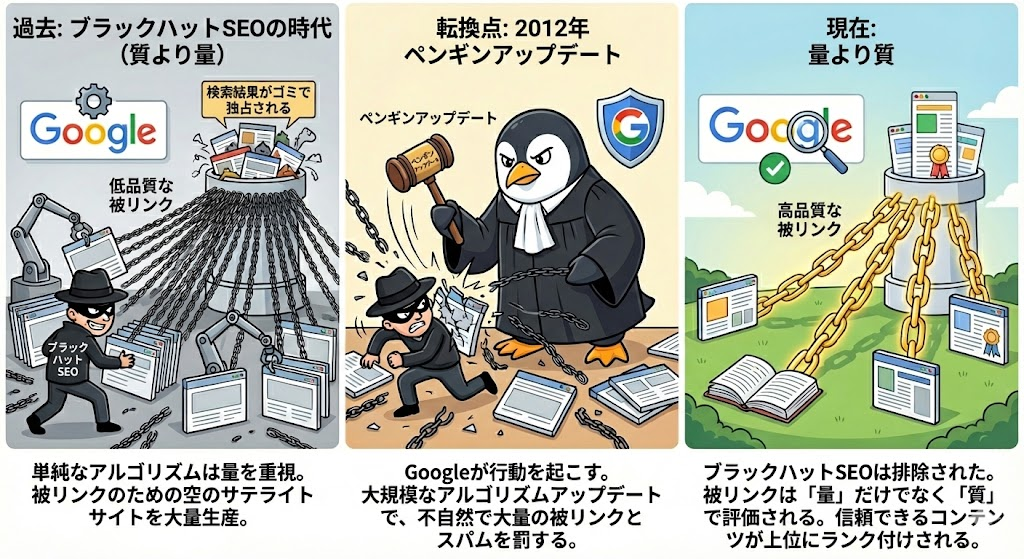 Googleの被リンクに対する評価の変化とブラックハットSEO