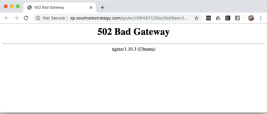 502 Bad Gatewayの表示画面例