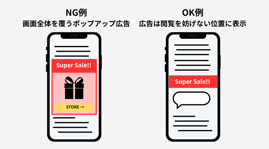 ポップアップのNG例とOK例
